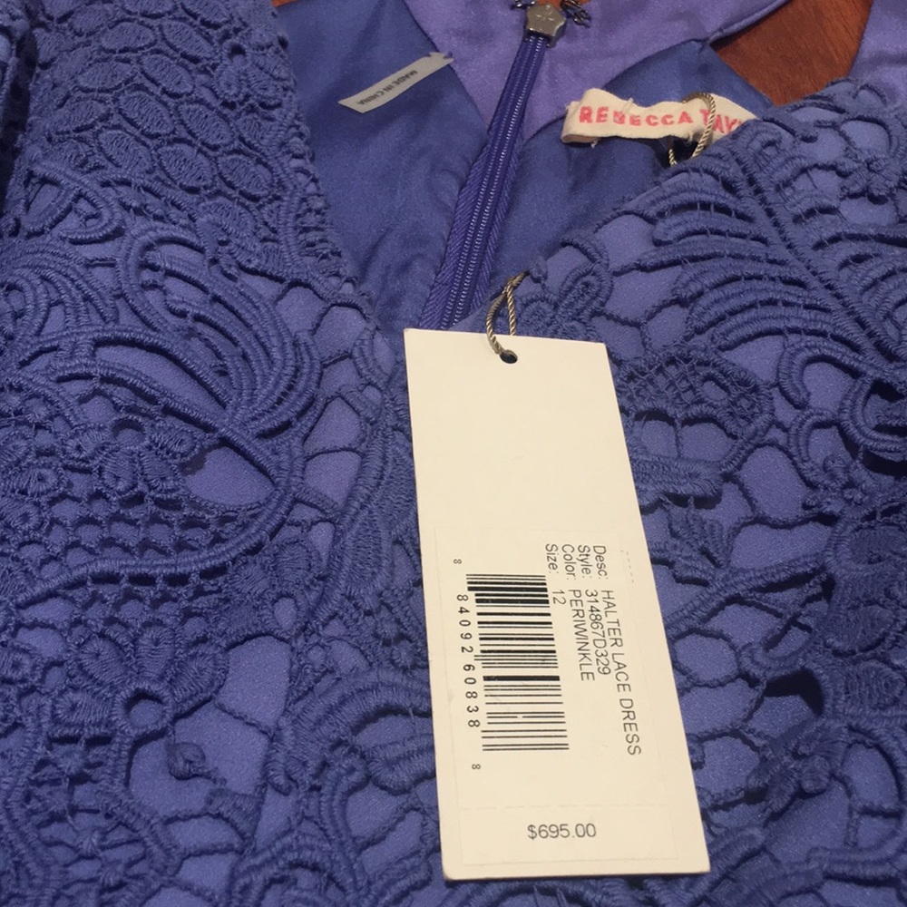 Rebecca Taylor lace halter periwinkle dress NEW - Picture 3 of 8